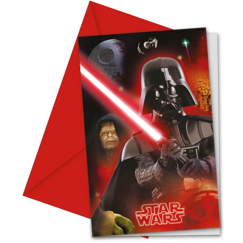 Lot de 6 cartes d'invitations Star Wars, l'empire du Mal