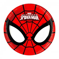 8 Assiettes en carton Spiderman Power 23 cm