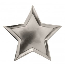 8 assiettes en forme d'étoiles argentées - Meri Meri