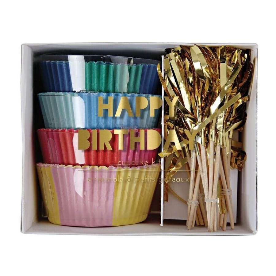 48 moules pour cupcakes Happy Birthday & 12 pics - Meri Meri