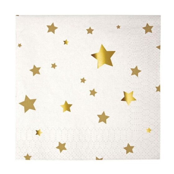 16 petites serviettes en papier étoiles dorées - Meri Meri