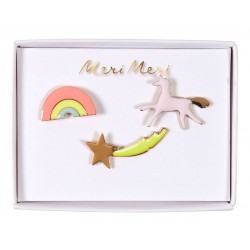 3 broches vernies Licorne - Meri Meri