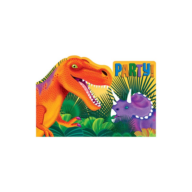 6 cartes d'invitation Dinosaure