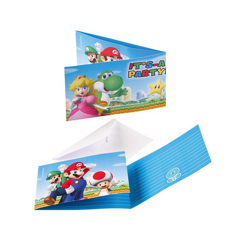 8 cartons d'Invitation Super Mario