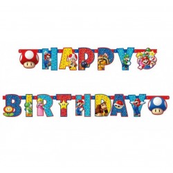 Guirlande Super Mario Lettres Happy Birthday - 190 cm