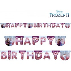 Guirlande en carton Happy Birthday Reine des Neiges 2 - 200 x 16 cm