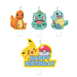 4 bougies d'anniversaire Pokemon