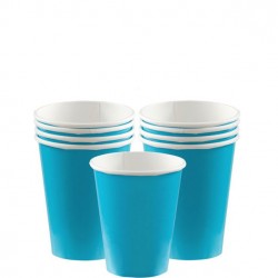 8 Gobelets carton bleu turquoise 260 ml