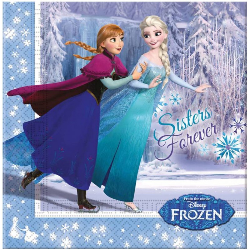 20 serviettes papier Reine des Neiges sur glace