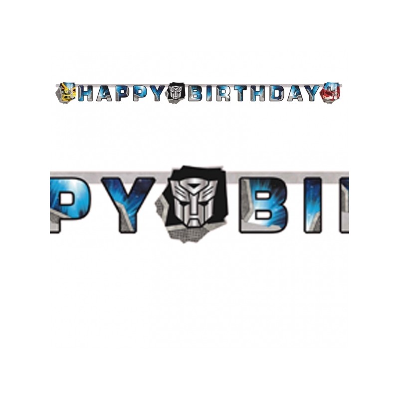 Guirlande en carton Happy Birthday Transformers™ 190 x 18 cm