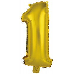 Ballon chiffre 1 doré 35 cm