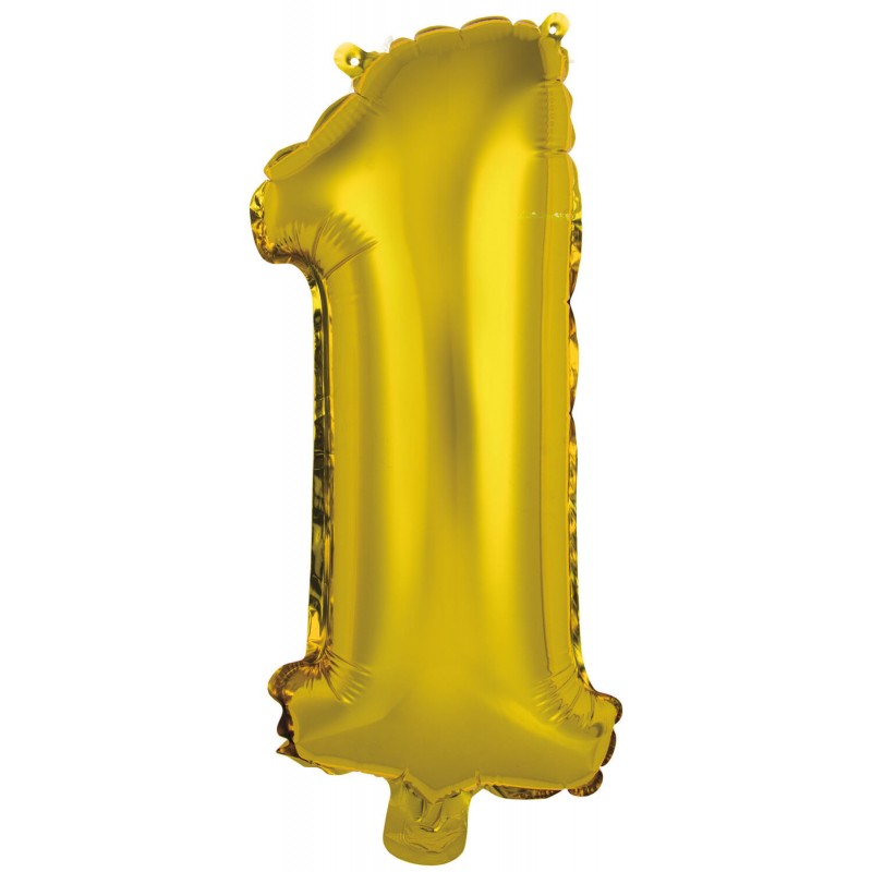 Ballon chiffre 1 doré 35 cm