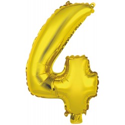 Ballon chiffre 4 doré 35 cm