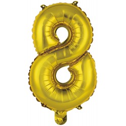 Ballon chiffre 8 doré 35 cm