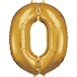 Ballon géant chiffre 0 doré