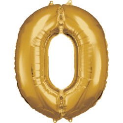 Ballon géant chiffre 0 doré 86 cm