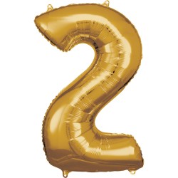 Ballon géant chiffre 2 doré