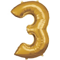Ballon géant chiffre 3 doré