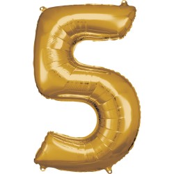 Ballon géant chiffre 5 doré