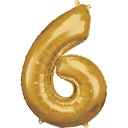Ballon géant chiffre 6 doré