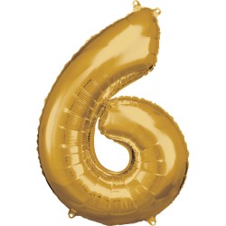 Ballon géant chiffre 6 doré 86 cm