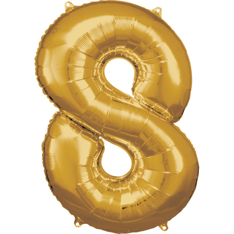ballon géant chiffre numéro 8 huit or doré fête d'anniversaire