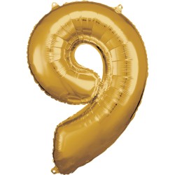 Ballon chiffre géant 9 doré