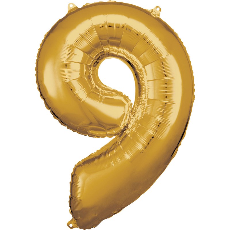 Ballon chiffre géant 9 doré