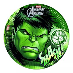 8 assiettes jetables Hulk 20 cm