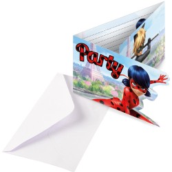 8 Cartons d'invitation Party avec enveloppes Miraculous™