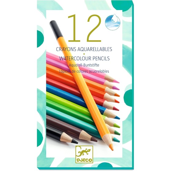 12 crayons aquarellables - Djeco