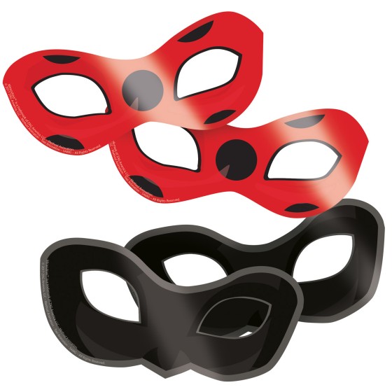 Lot de 8 masques Miraculous en carton pour les petites fans de Ladybug