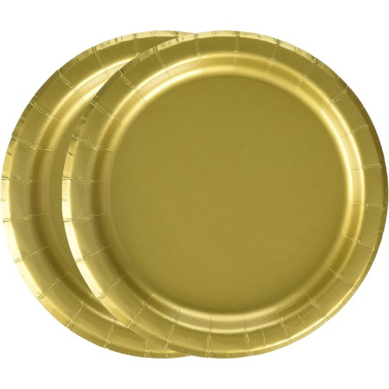 16 Assiettes dorées 23 cm en carton