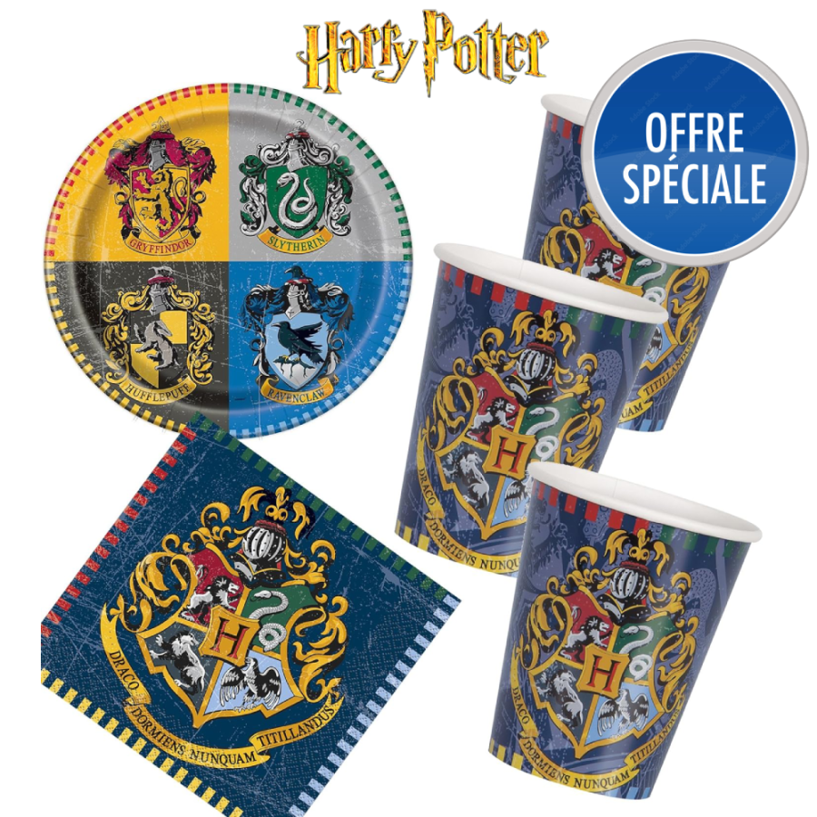 Kit de fête de 33 pièces « Harry Potter » avec assiettes, gobelets et  serviettes