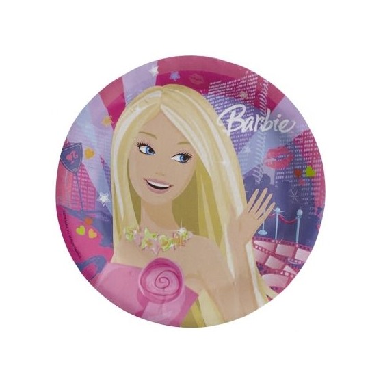 Assiette carton anniversaire Barbie - Lot de 8