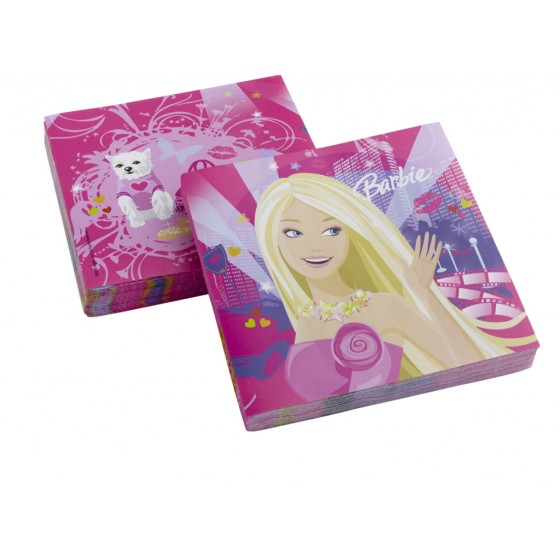 20 Serviettes en papier Barbie™ 33 x 33 cm