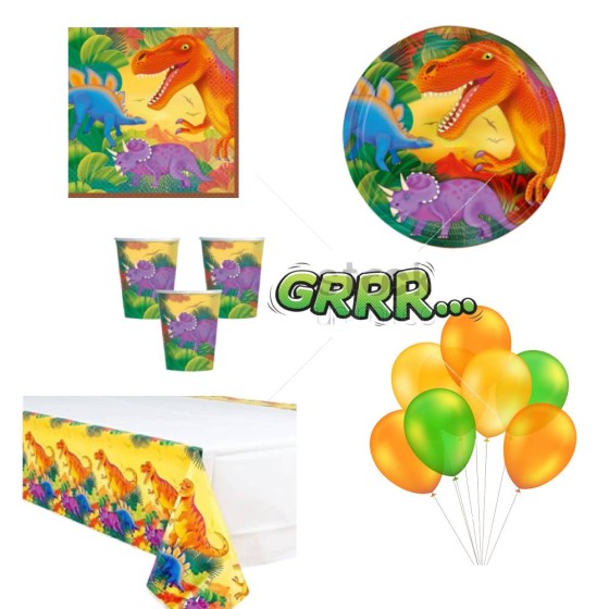 Kit Anniversaire Dinosaure pour 8 enfants