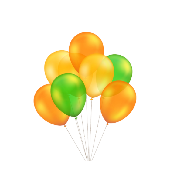 Lot de ballons orange, jaune et vert