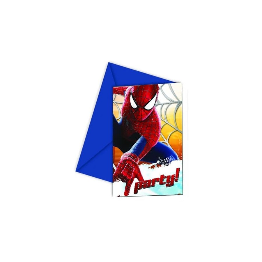 6 Invitations Anniversaire Spiderman