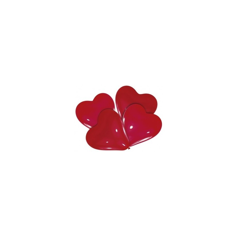 Lot de 4 ballons en latex coeur rouge 26 cm